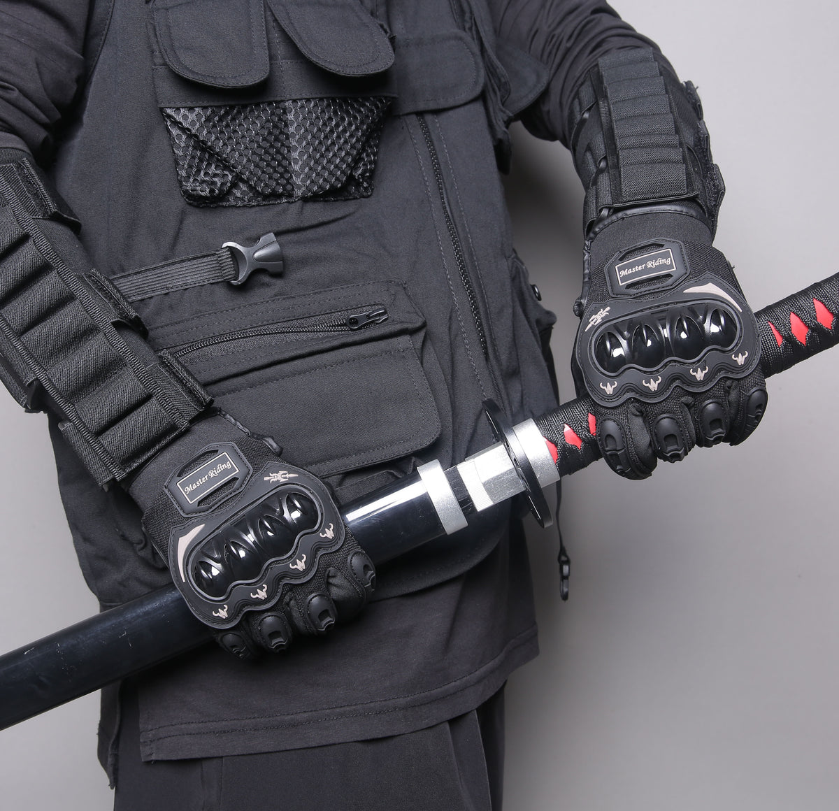 Long Tactical Leather Gloves