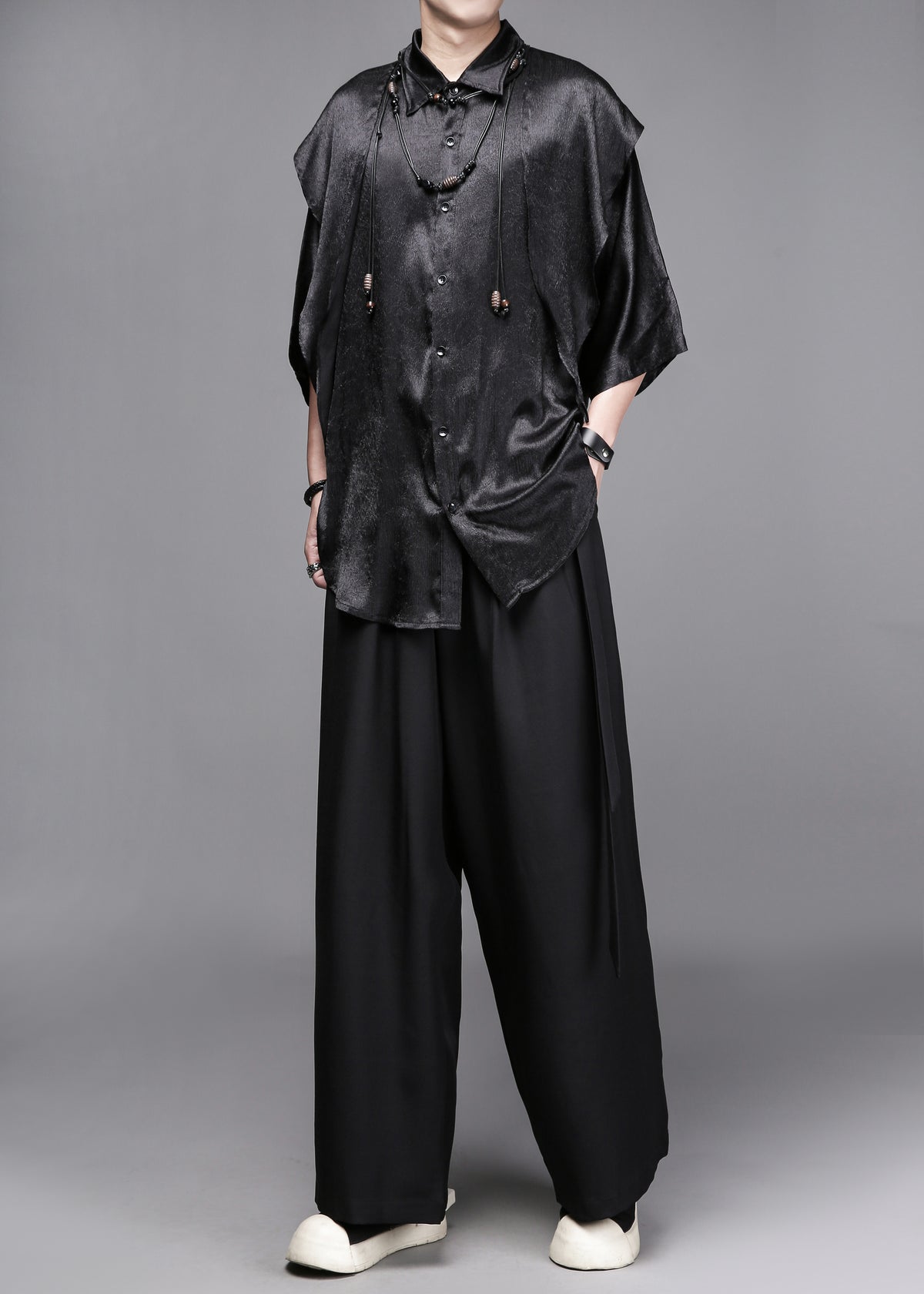 New-Chinese Draped Half-Sleeve Shirt