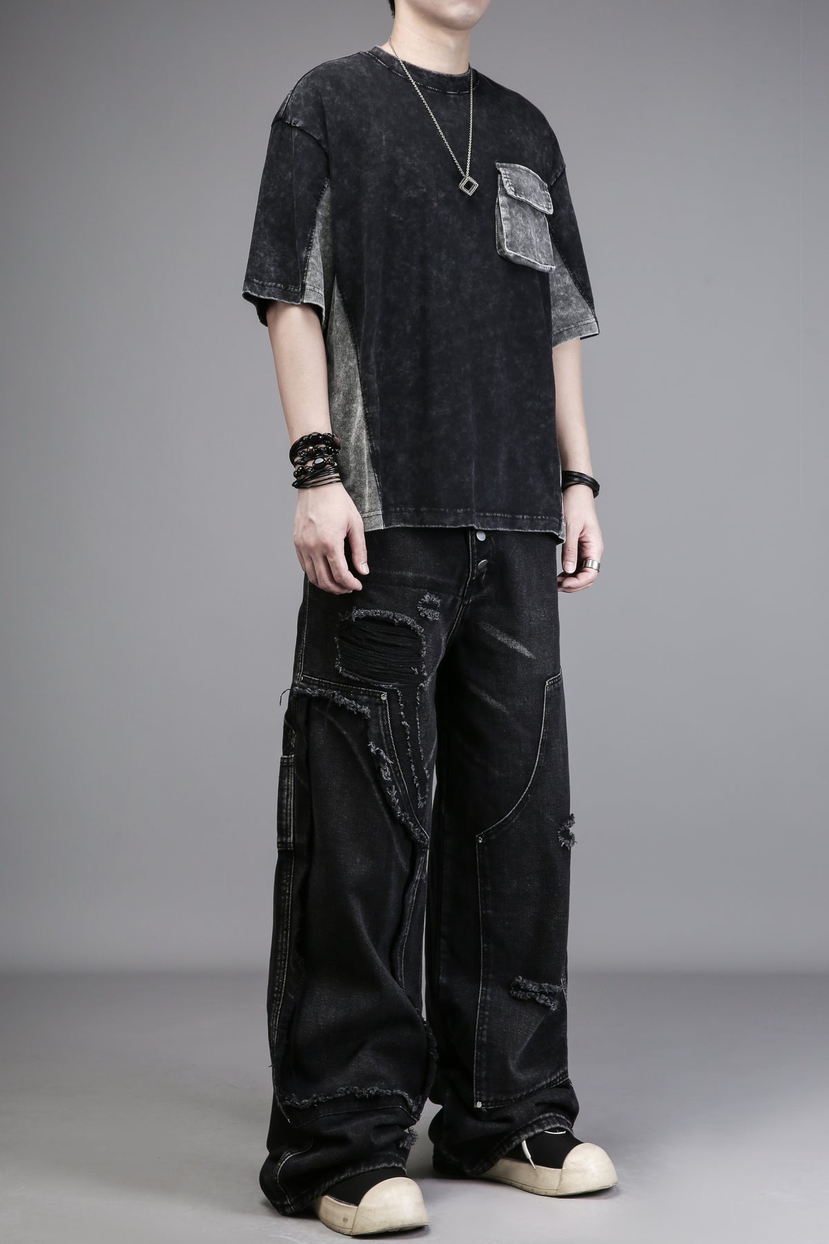Corduroy-Panel Techwear Tee