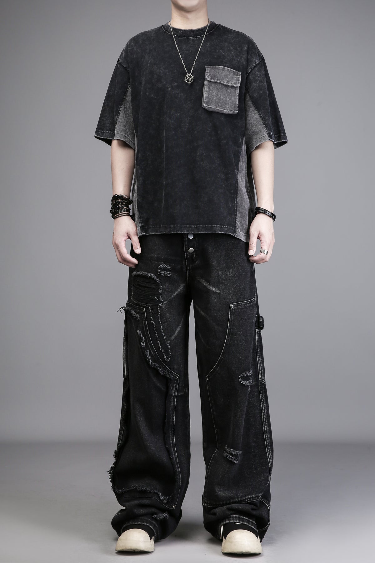 Corduroy-Panel Techwear Tee