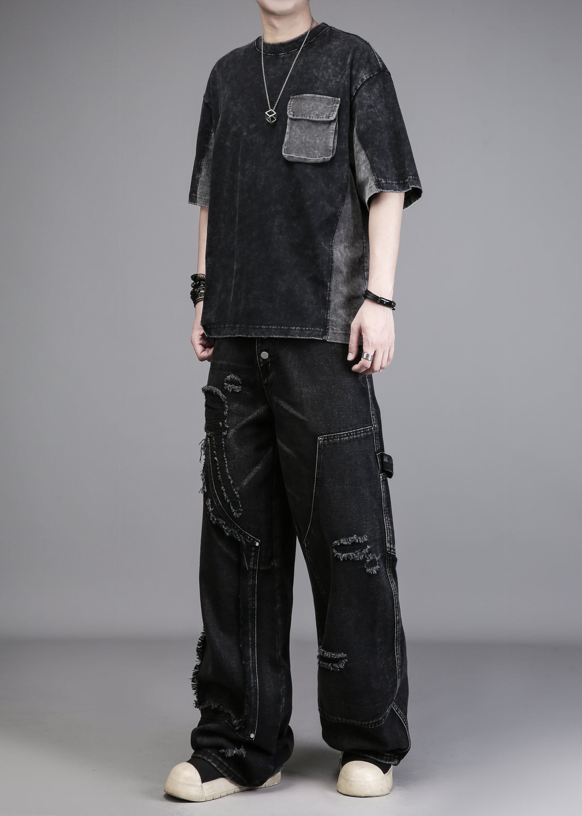 Corduroy-Panel Techwear Tee