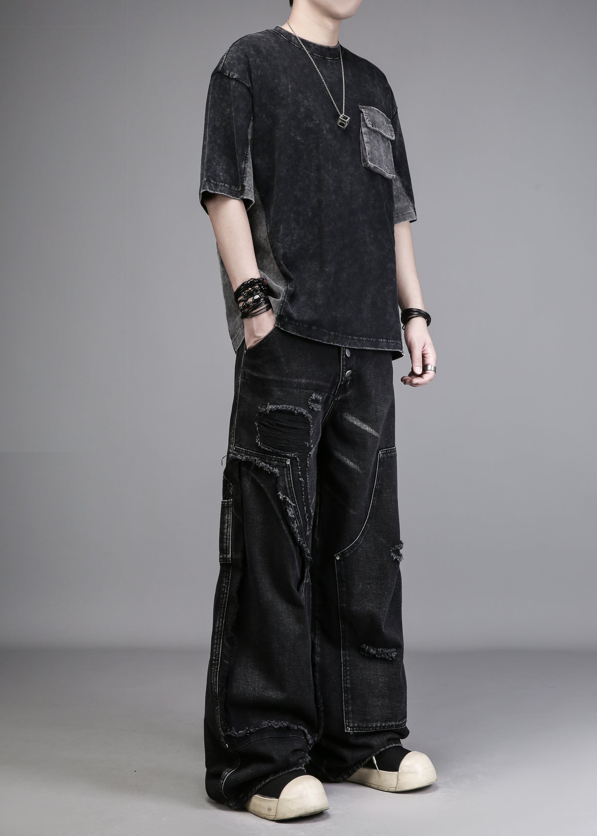 Corduroy-Panel Techwear Tee