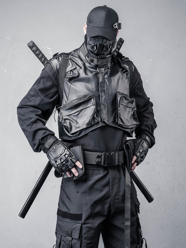 Dark Wax-Finish Techwear Vest