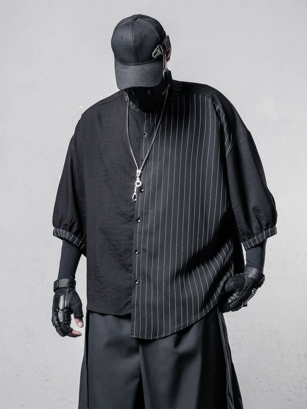 Yamamoto Asymmetric Stripe Short-Sleeve Shirt