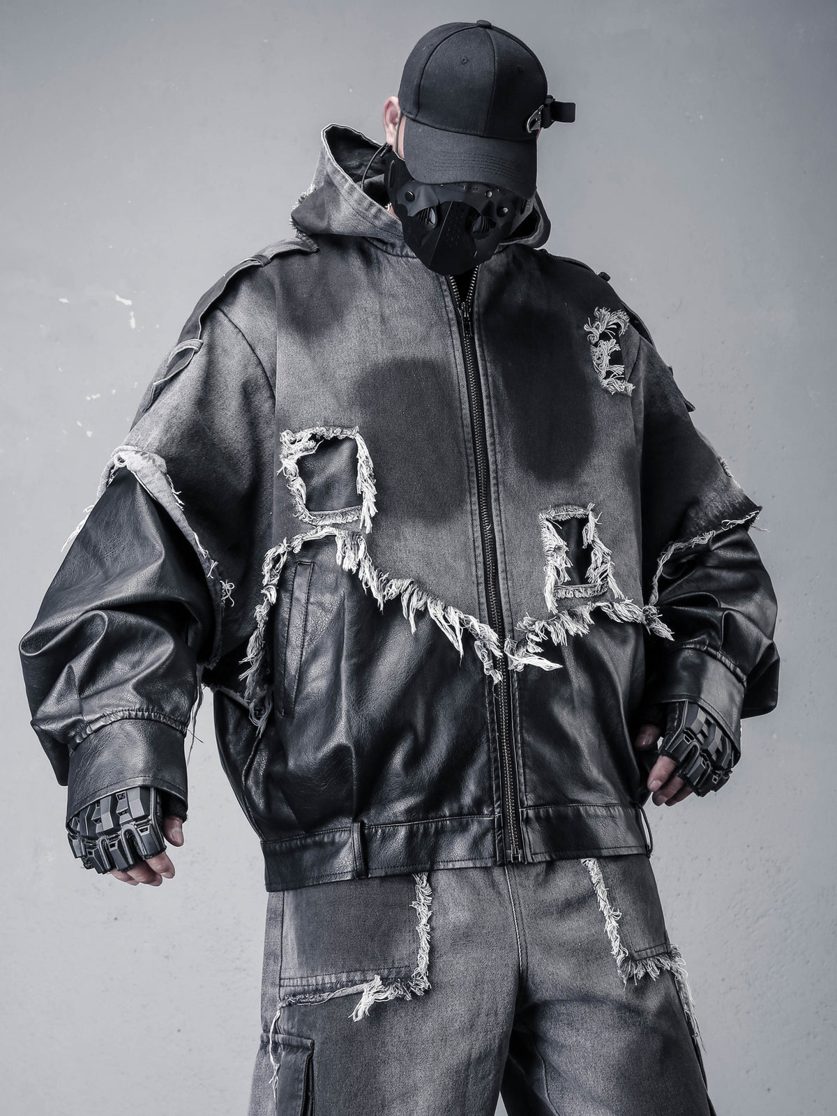 Wasteland Washed Denim Jacket - Distressed Post-Apocalyptic Outerwear