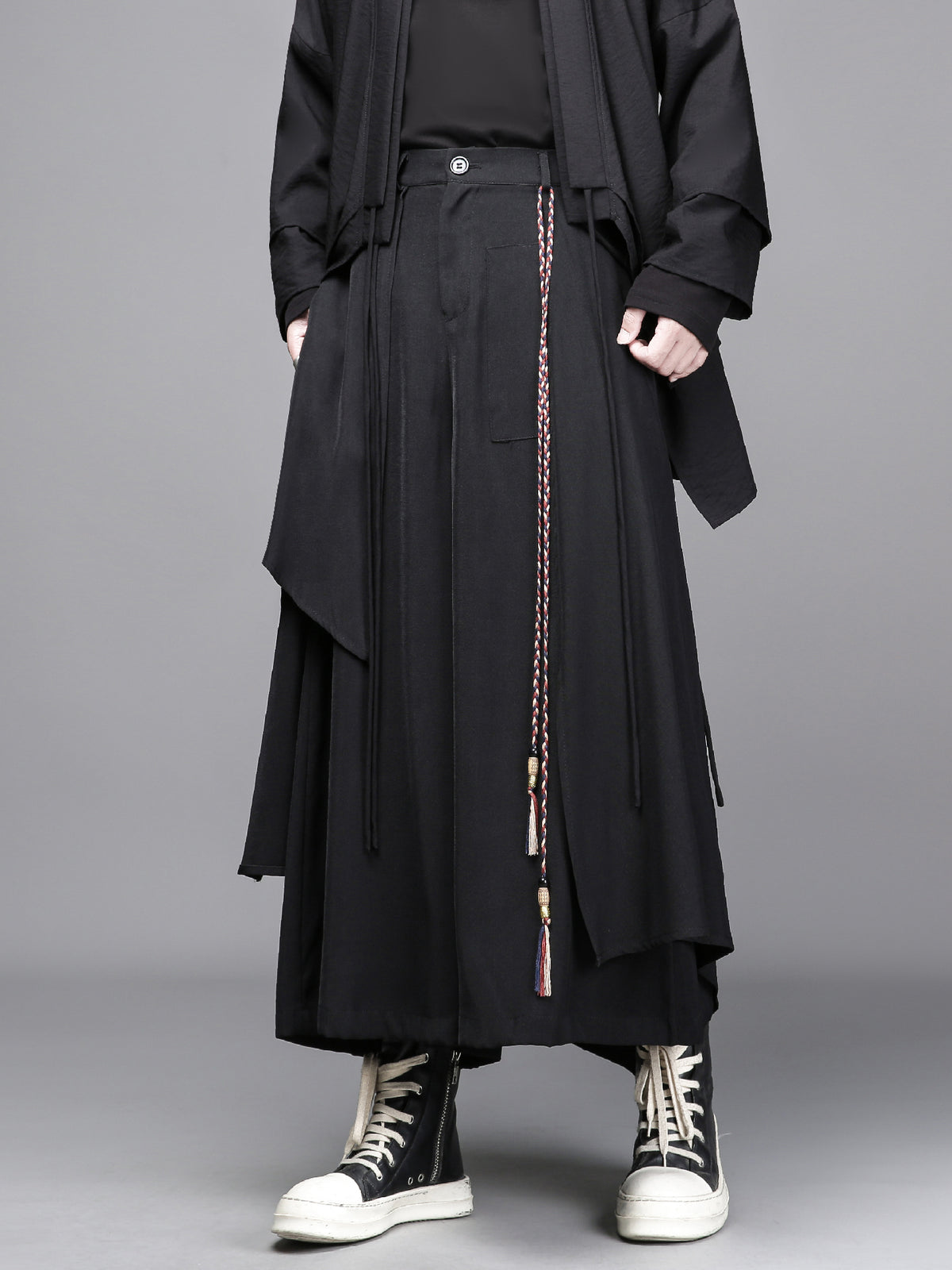 Asymmetric Wide-Leg Cropped Trousers