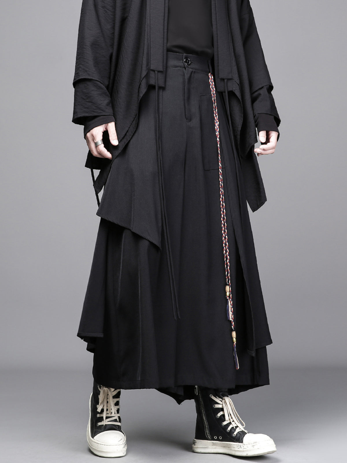 Asymmetric Wide-Leg Cropped Trousers